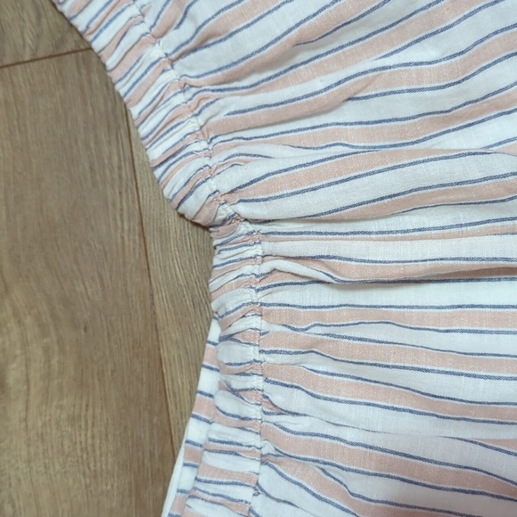 AE high waisted side buttons cullotes linen blend striped pants lined XL - Picture 9 of 10